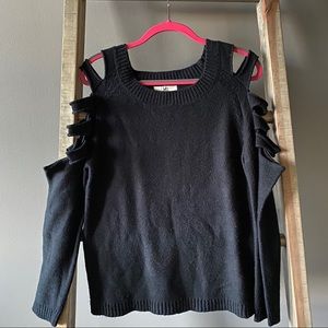 Open Shoulder Black Sweater